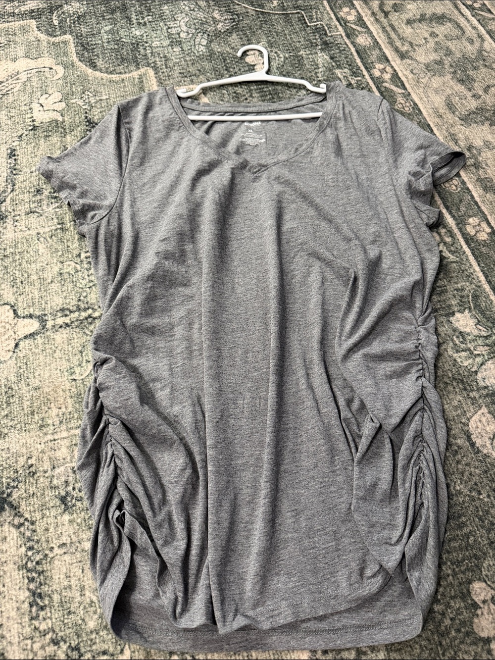 Sonoma Gray Short-Sleeve V-Neck Tee with Side Ruching